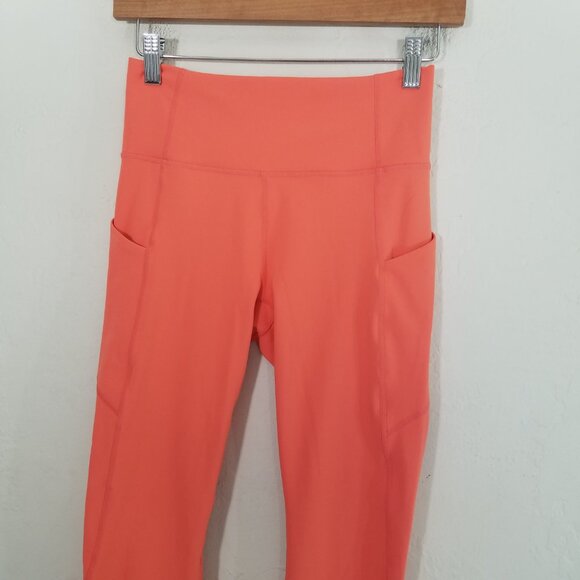 Fabletics PureLuxe Orange Crop Leggings with Sides Pockets Size S - Picture 3 of 8